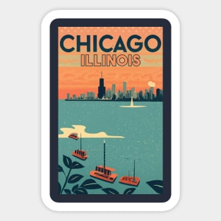 A Vintage Travel Art of Chicago - Illinois - US Sticker